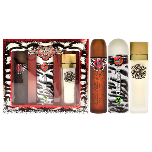 Cuba Jungle Zebra Geschenkset für Damen 3-teilig 3.3 oz